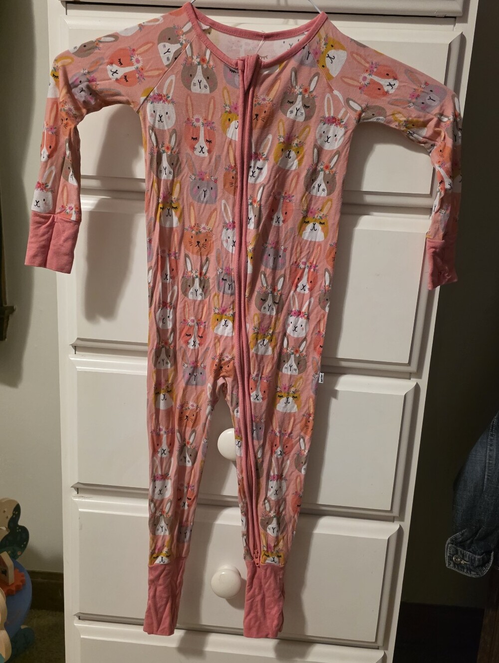 Little Sleepues Pink Bunny Print One-Piece Bamboo Pajama